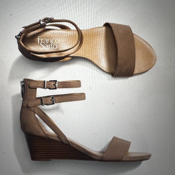 Franco Sarto Shoes - Franco Sarto Danissa Leather Wedge Color Taupe size 8.5